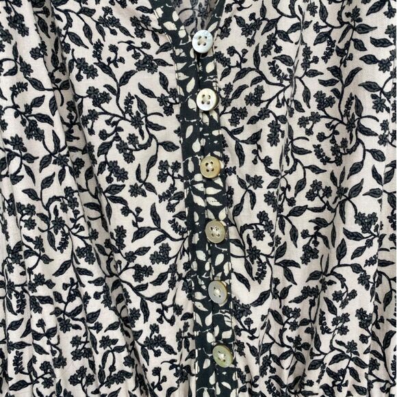 Faherty Phoebe Floral Block Print Maxi Dress Small Pockets Cream Black Blogger - Picture 8 of 9